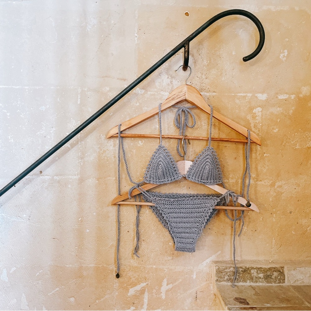 Gray Crochet Bikini Set